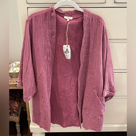 easel Sweaters Nwt Easel Medium Mauve Cotton Muslin Cardigan Poshmark